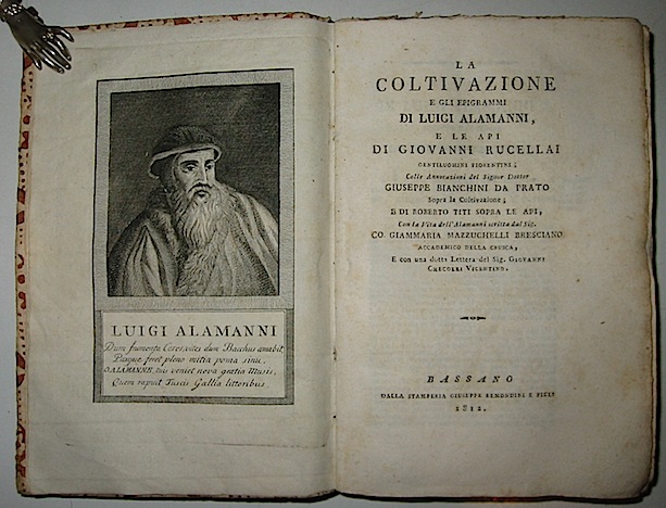  Alamanni Luigi - Rucellai Giovanni La coltivazione e gli epigrammi di Luigi Alamanni e Le api di Giovanni Rucellai... 1812 Bassano dalla Stamperia Giuseppe Remondini e figli